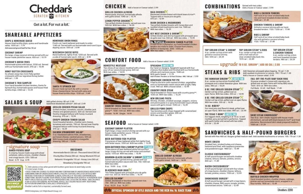 Cheddar's Scratch Kitchen Menu With Prices