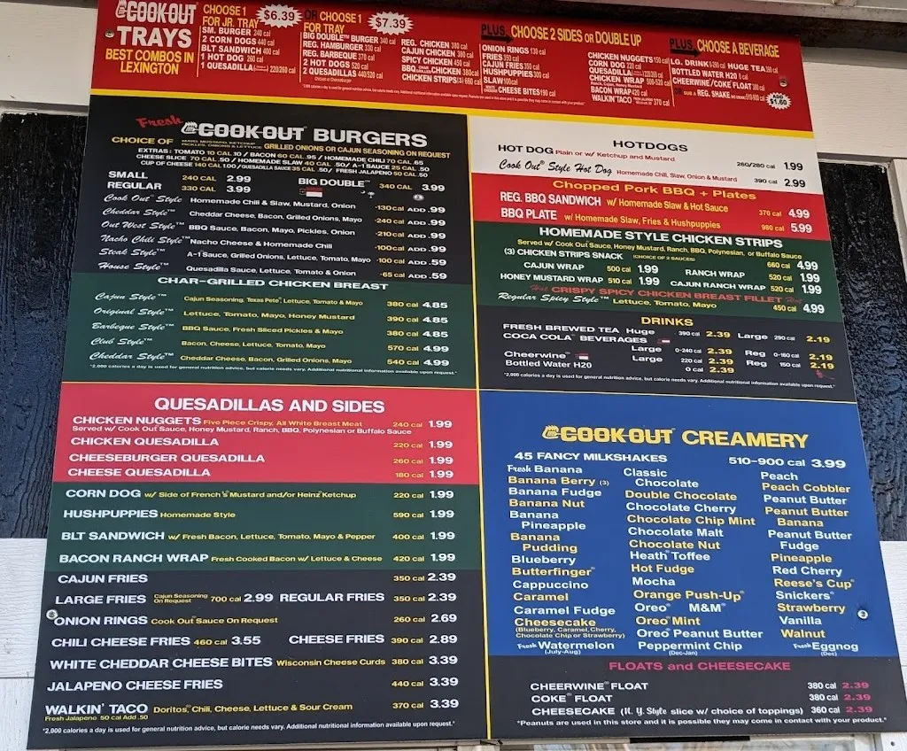 Cookout Menu With Prices