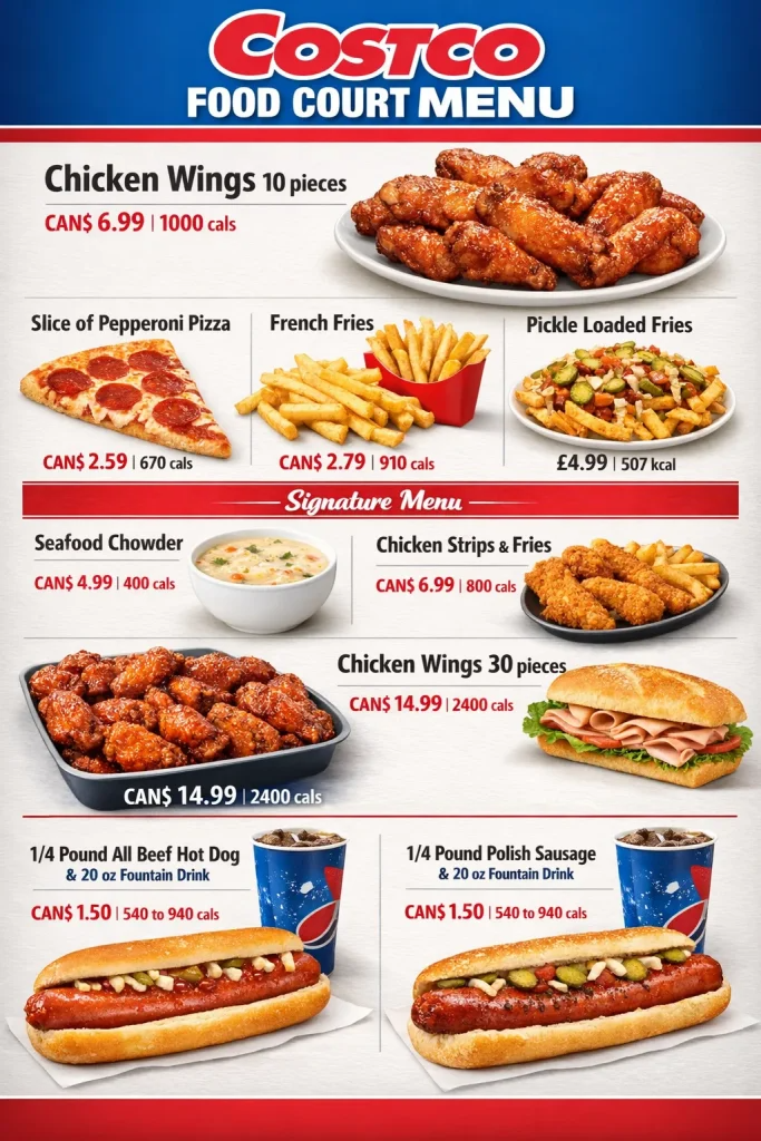 Costco Food Court Menu With Prices