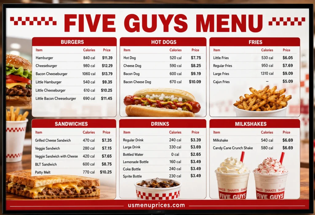 Five Guys Menu With Prices