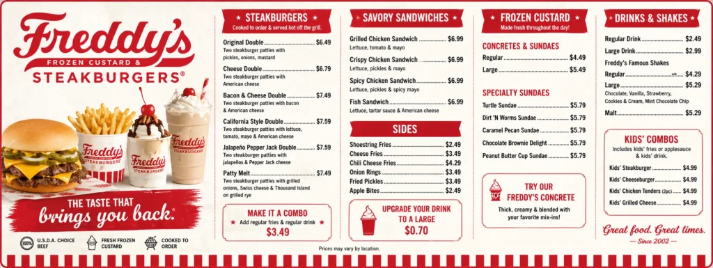 Freddy's Menu With Prices