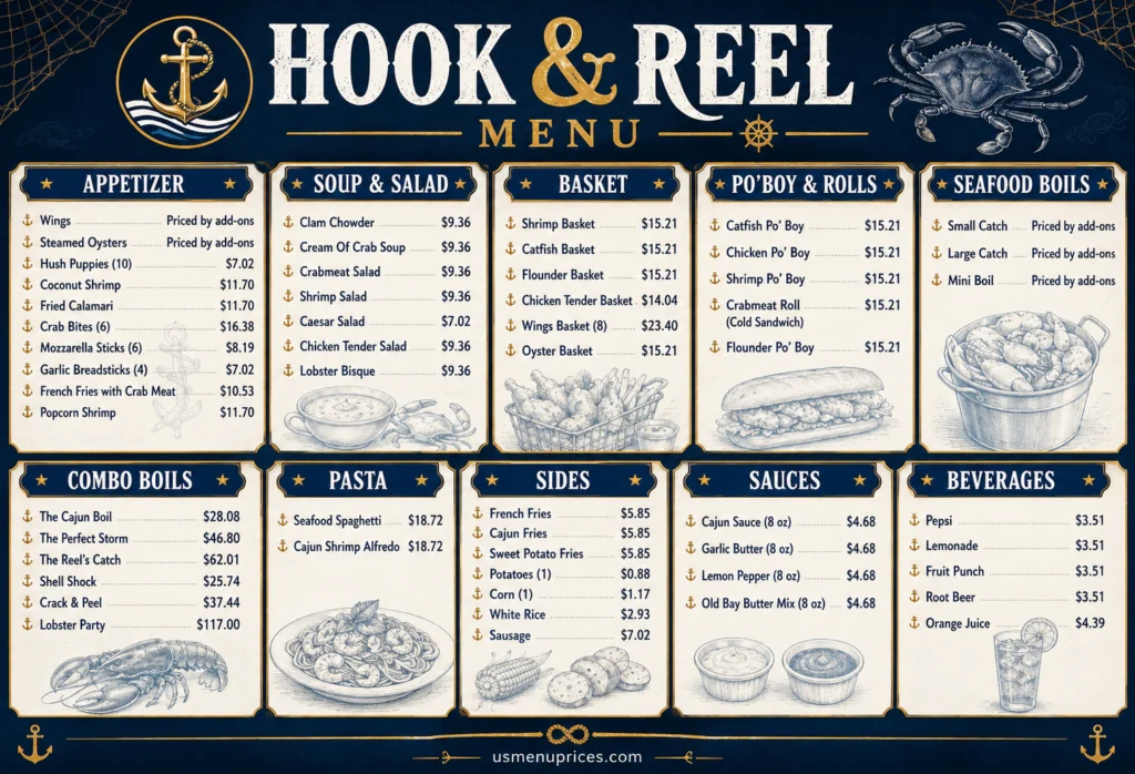 Hook & Reel Menu With Prices