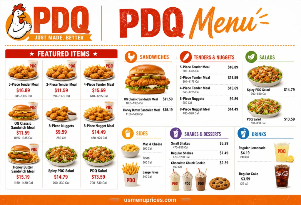 PDQ Chicken Menu With Prices