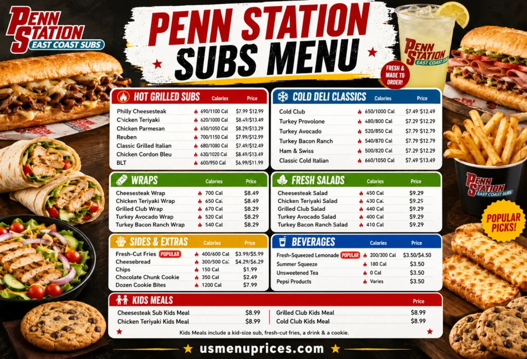 Penn Station Subs Menu With Prices