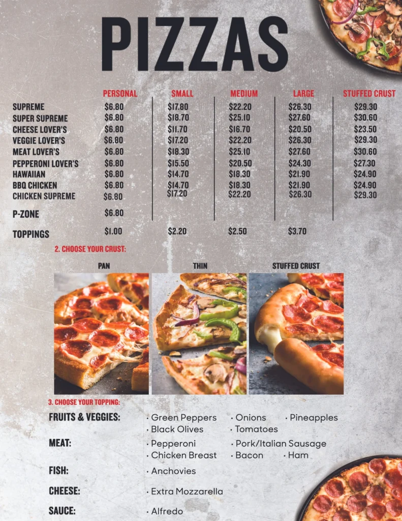 Pizza Hut Menu Menu With Prices