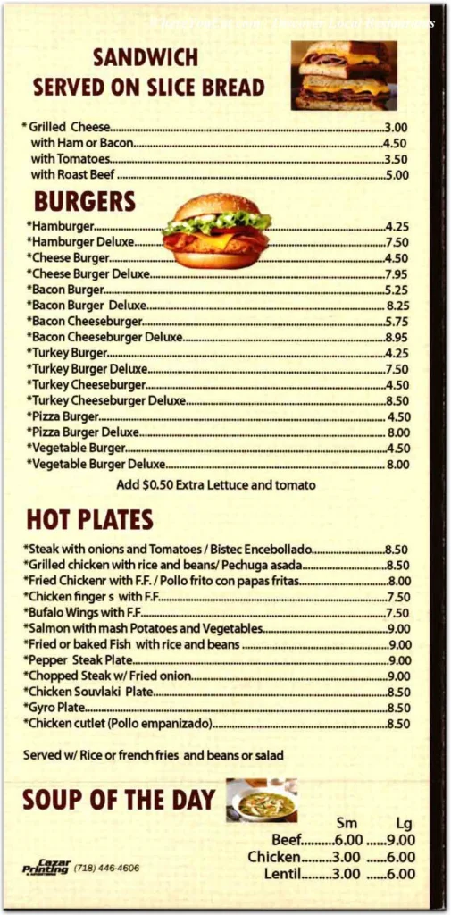 Rosa's Cafe Menu With Prices
