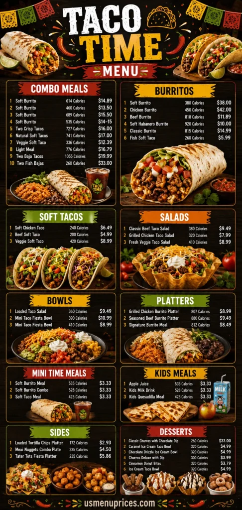 Taco Time Menu with Prices