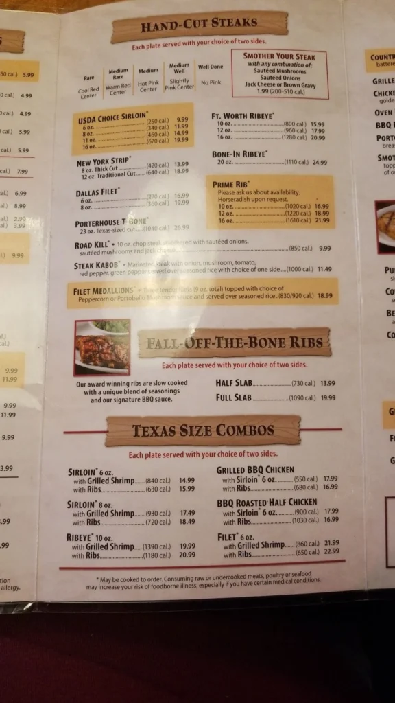 Texas Roadhouse Menu With Prices